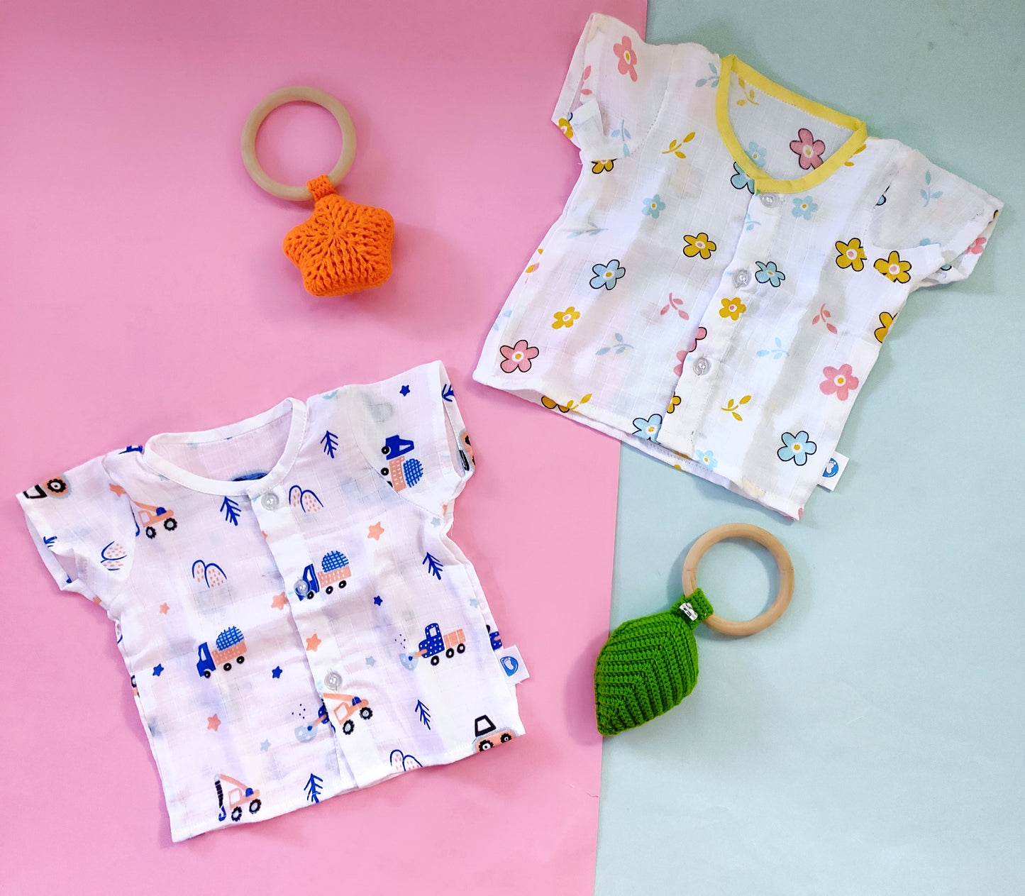 Muslin Jhabla - Car & Flower (Pack of 2)