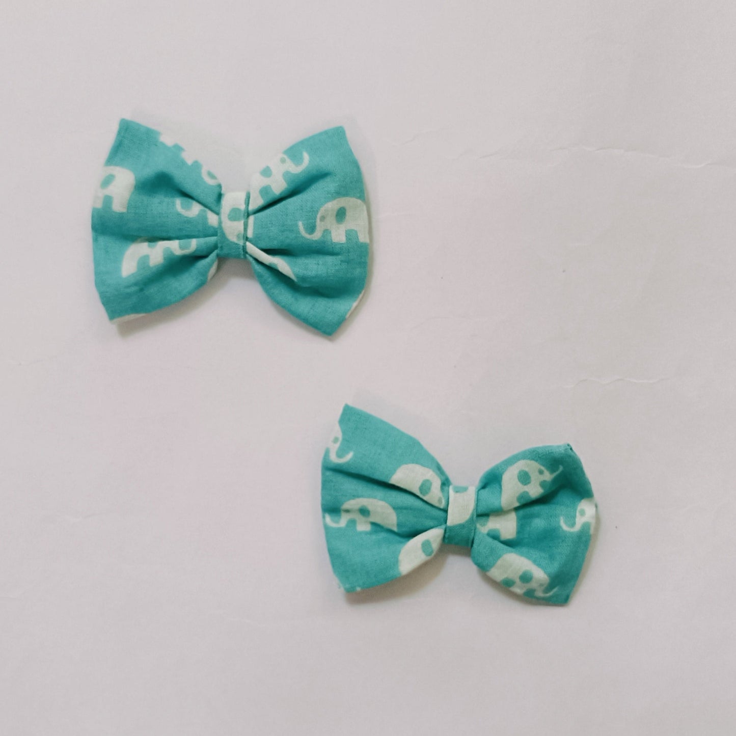 Bow Hair Clip - Blue Elephant
