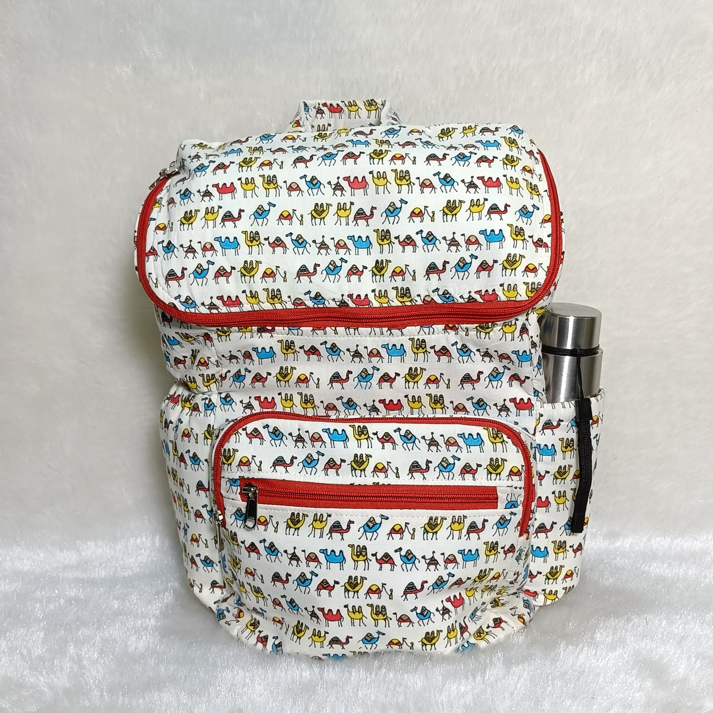 Diaper Bag | Blue Camel | Red Chain