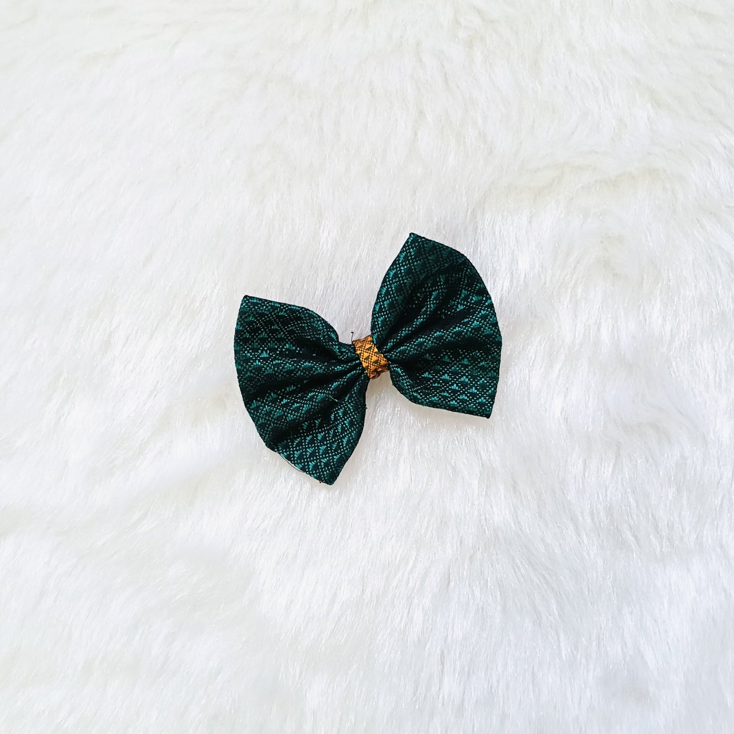 Khan Bow Hair Clip- Peacock Green