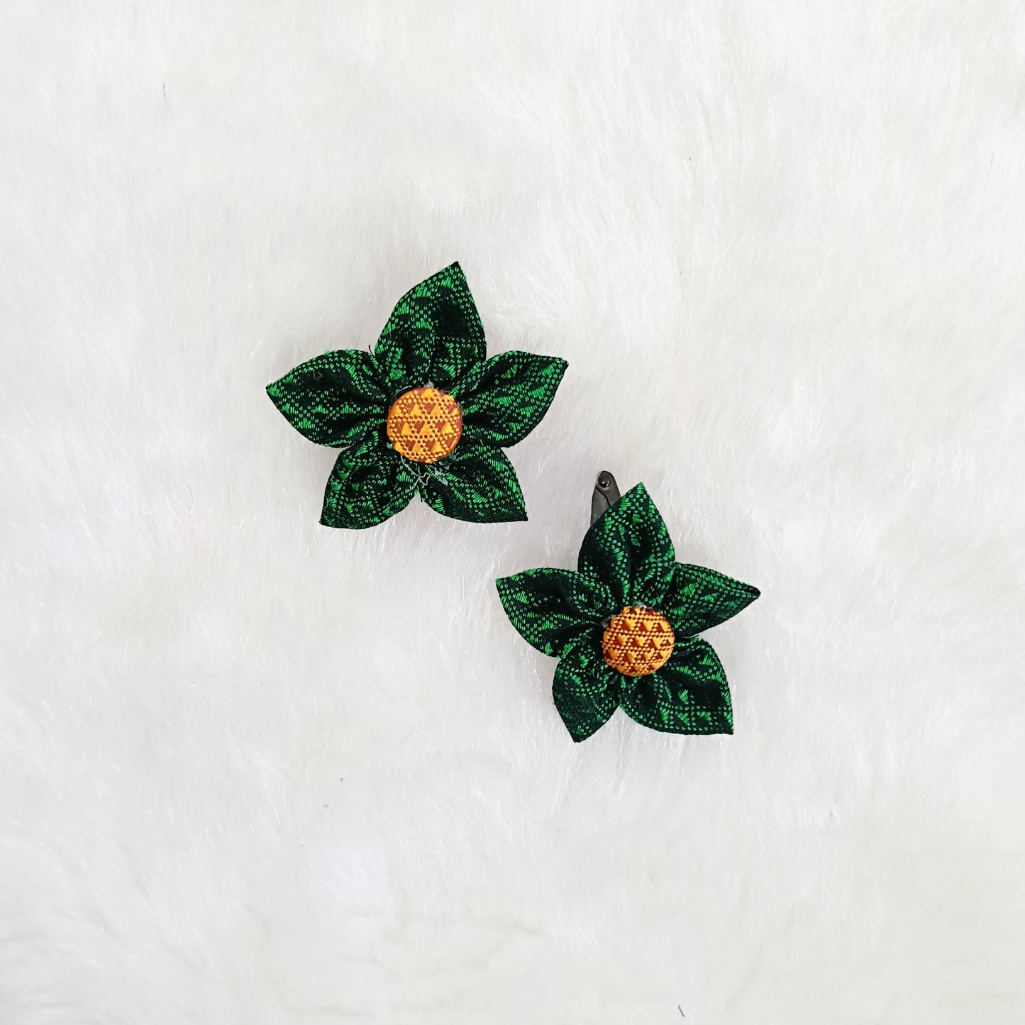 Khan Flower Hair Clip- Green
