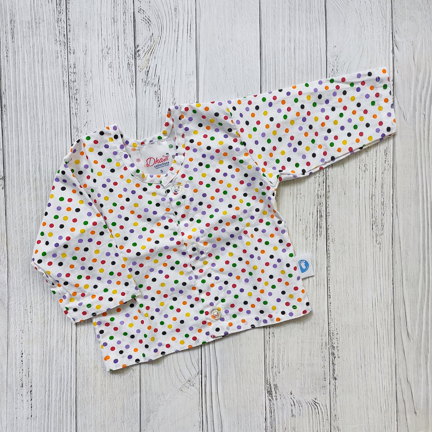 Front Open Jhabla- Polka Dot