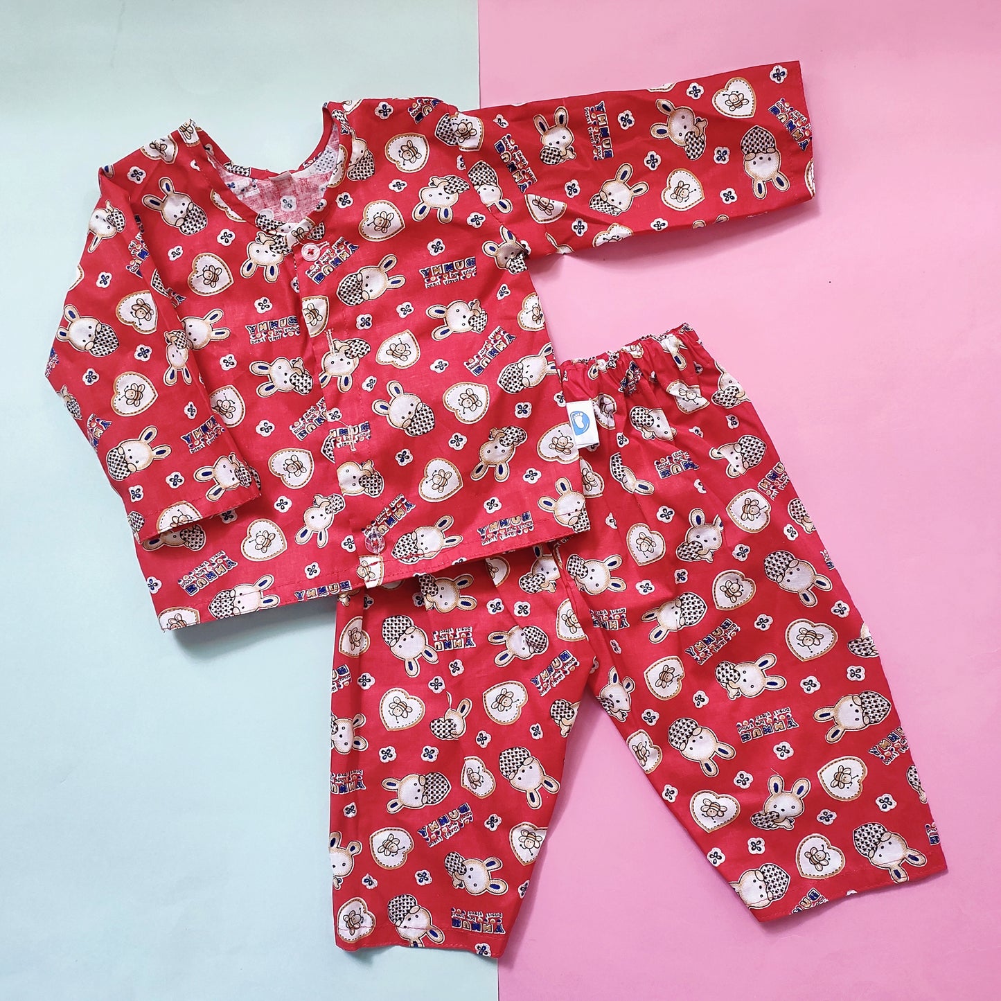 Cotton Night Suit -Red Bunny