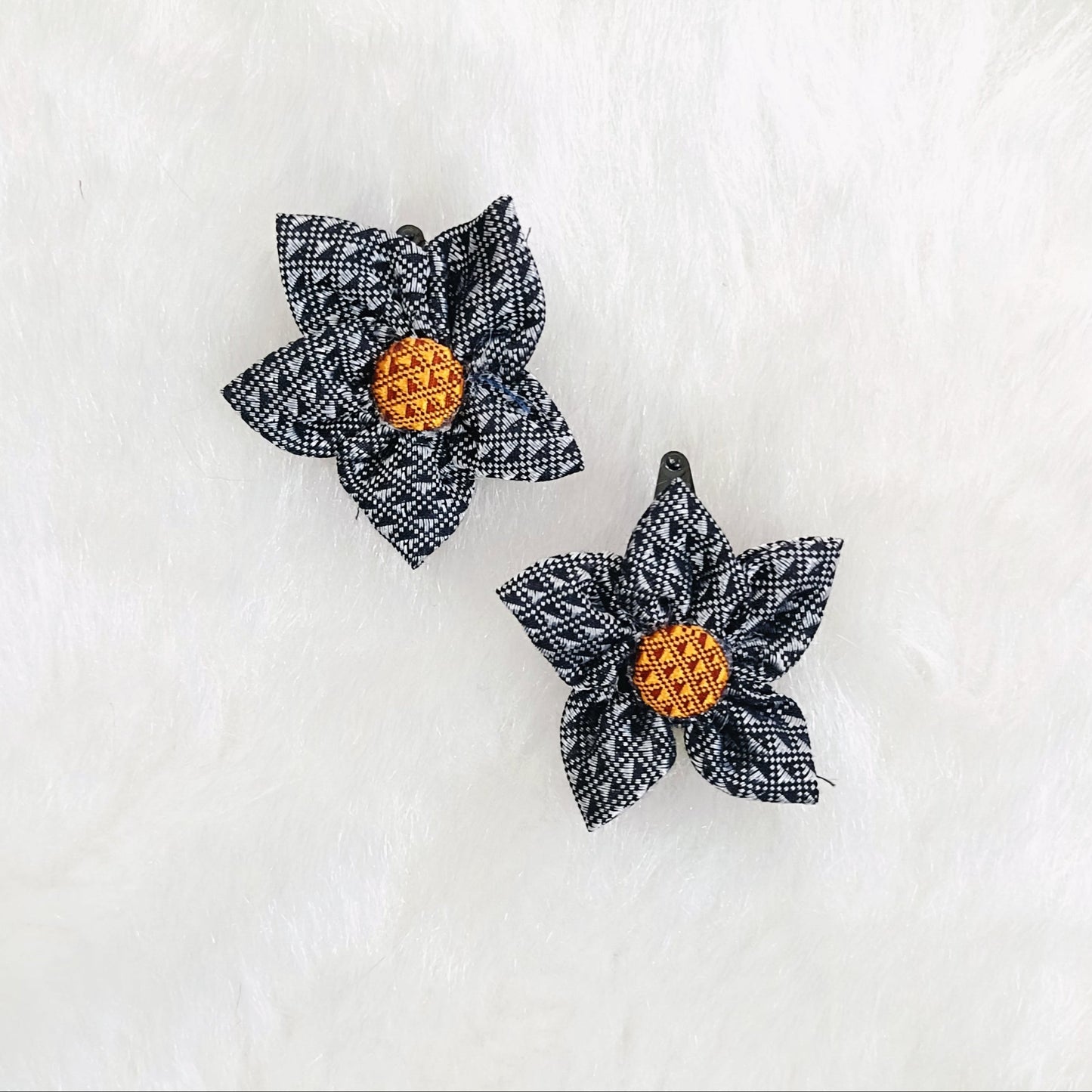 Khan Flower Hair Clip- Grey
