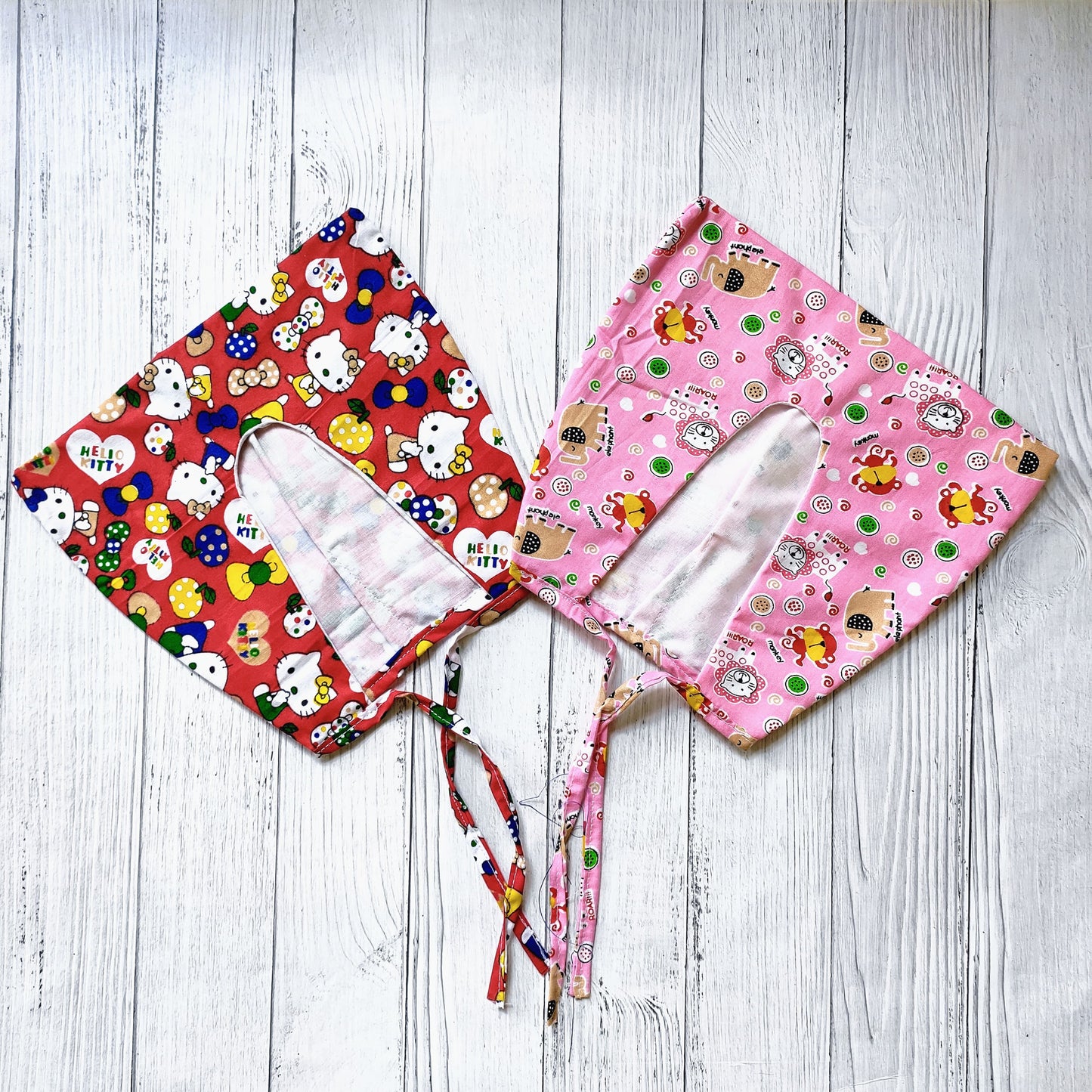Cotton Rabbit cap Pink Monkey & Red kitty (Pack Of 2)