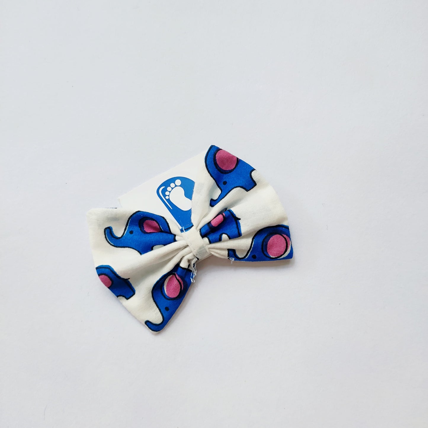 Bow Hair Clip - Blue Elephant