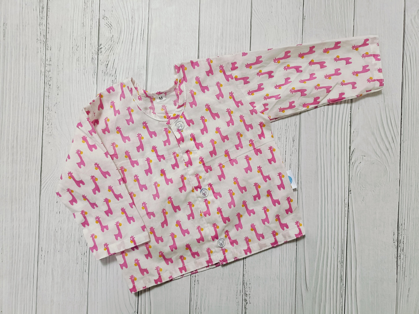 Front Open Jhabla- Pink giraffe