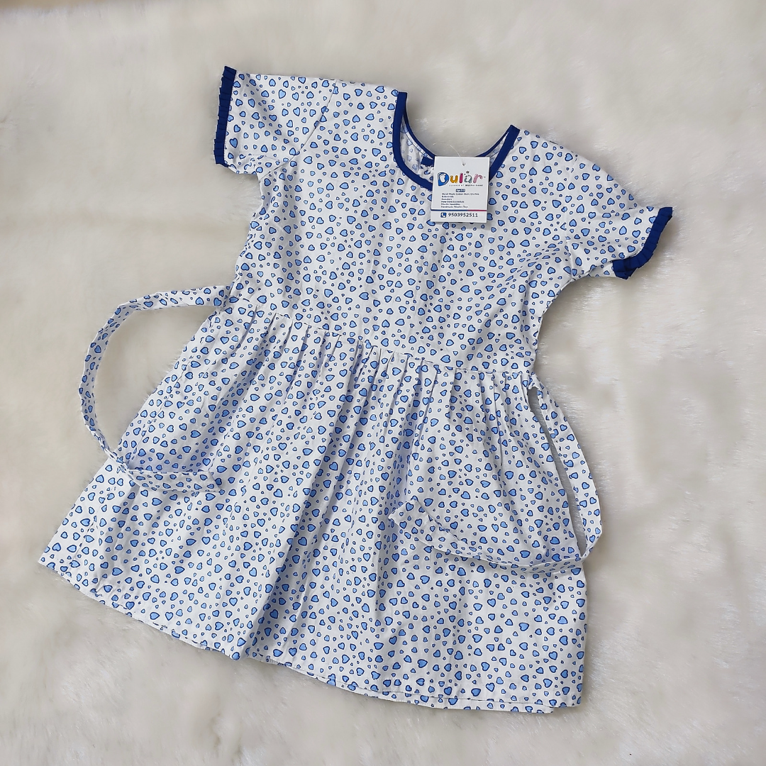Cotton Frock - Blue Heart