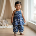 Dhoti Set for Girls | Indigo Floral