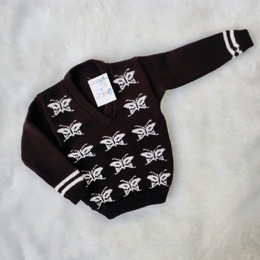 Looser Sweater - Black with White Butterfly