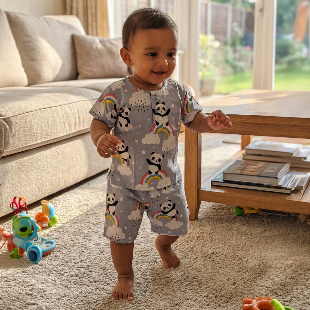co ord set for kids | Panda | Grey