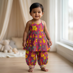 Dhoti Set for Girls | Pink Flower