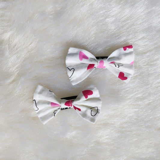 Bow Hair Clip - Pink Heart
