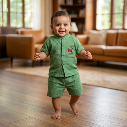 co ord set for kids | Pista Green | Pooh
