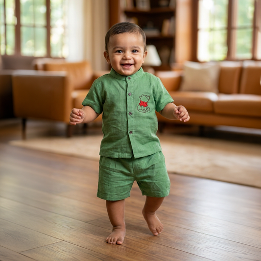 co ord set for kids | Pista Green | Pooh