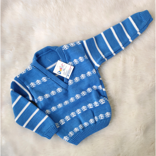 Looser Sweater - Blue with White Tree