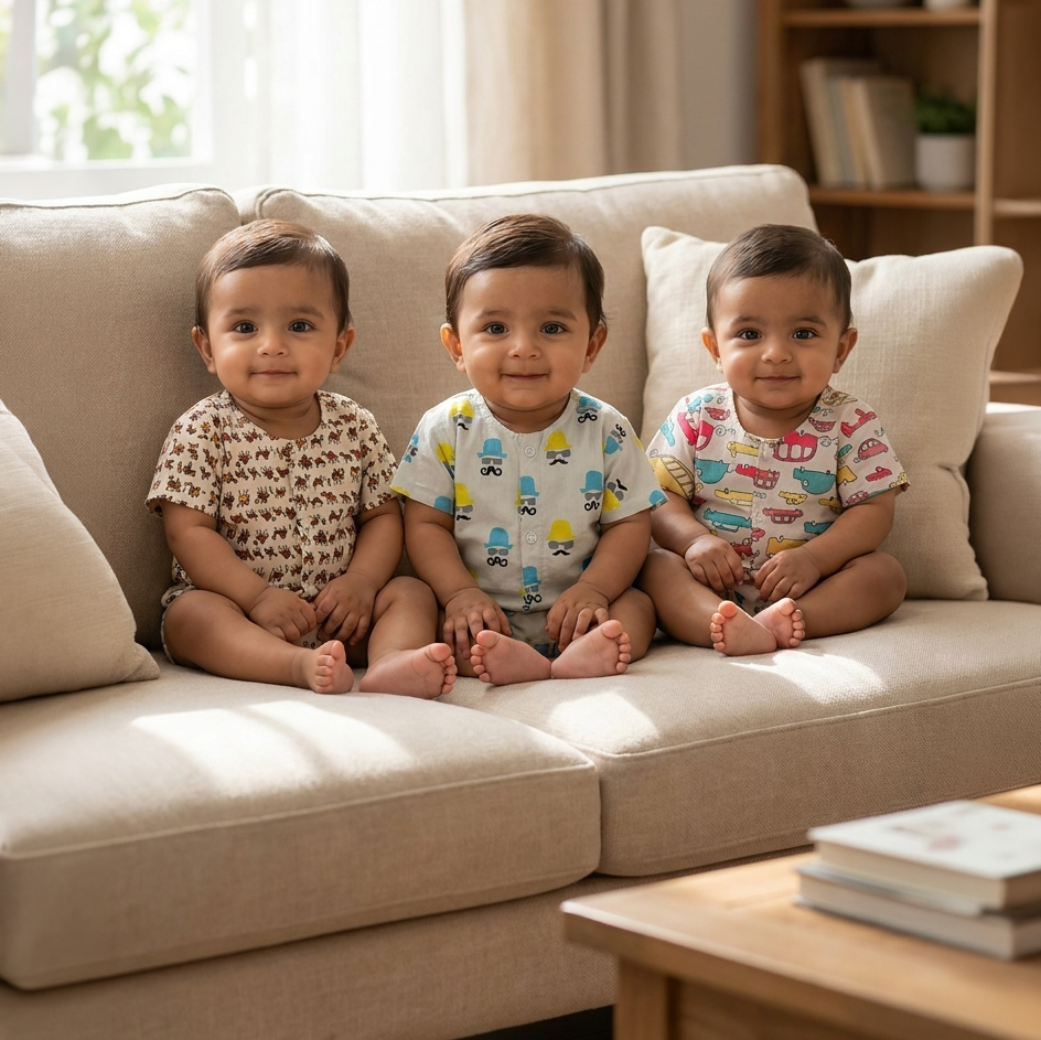 Cotton Front Open Jhabla | Assorted 2 | Pack of 3