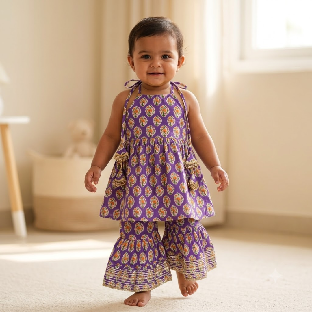 Sharara Set for Girls | Purple Floral