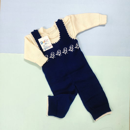 Woolen Romper - Navy Blue Bird