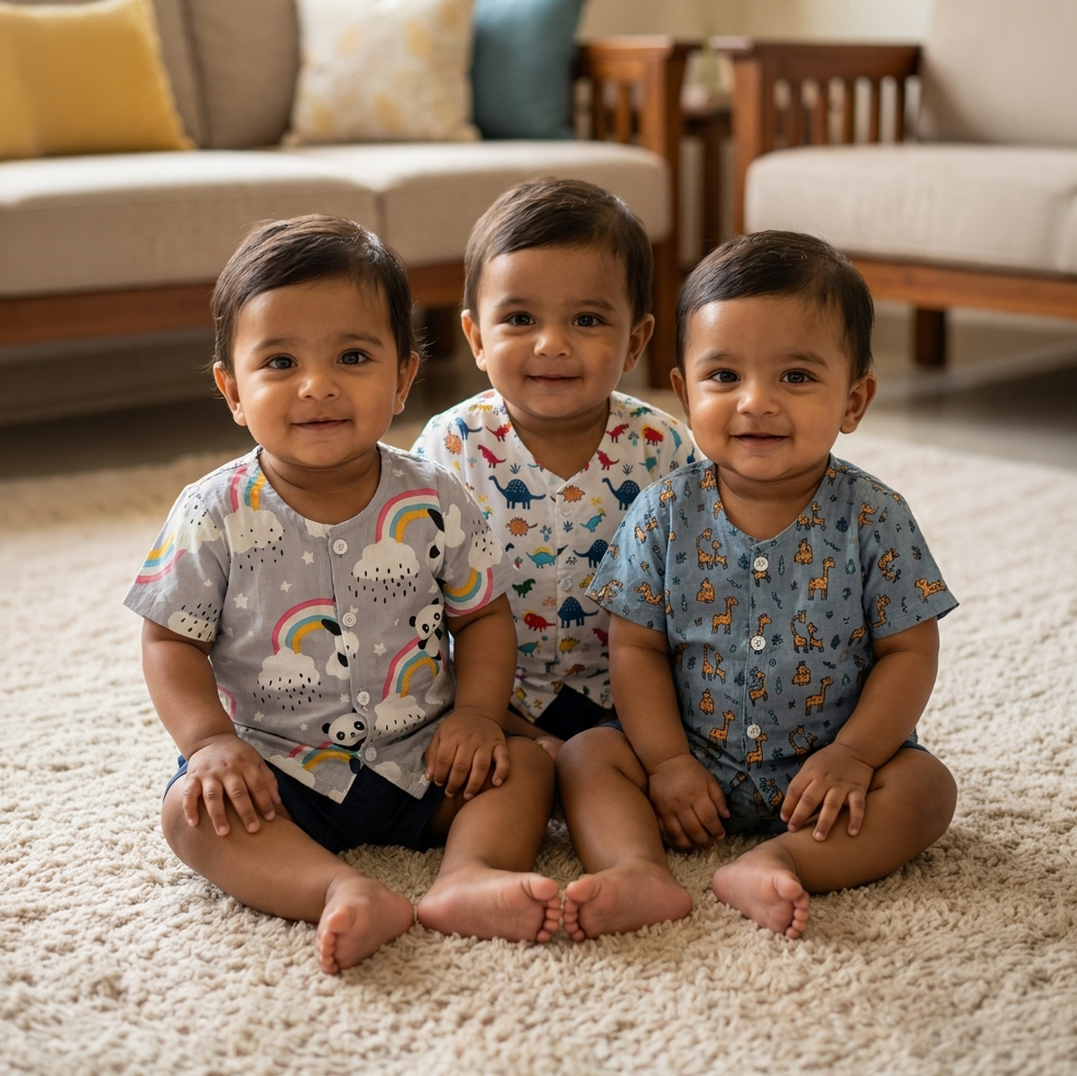 Cotton Front Open Jhabla | Assorted 12 | Pack of 3