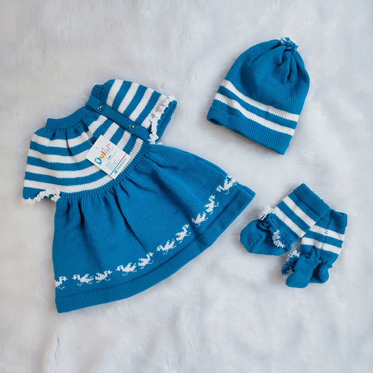 Designer Frock Style Sweater - Blue