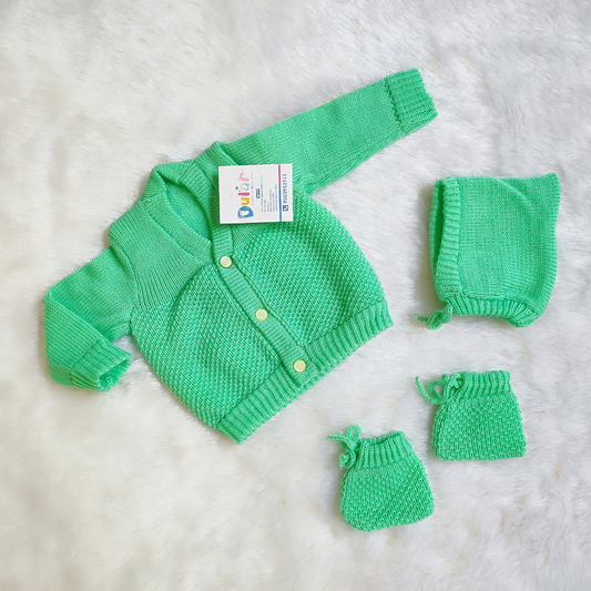 Tuck Sweater Set with Cap and Socks - Pista