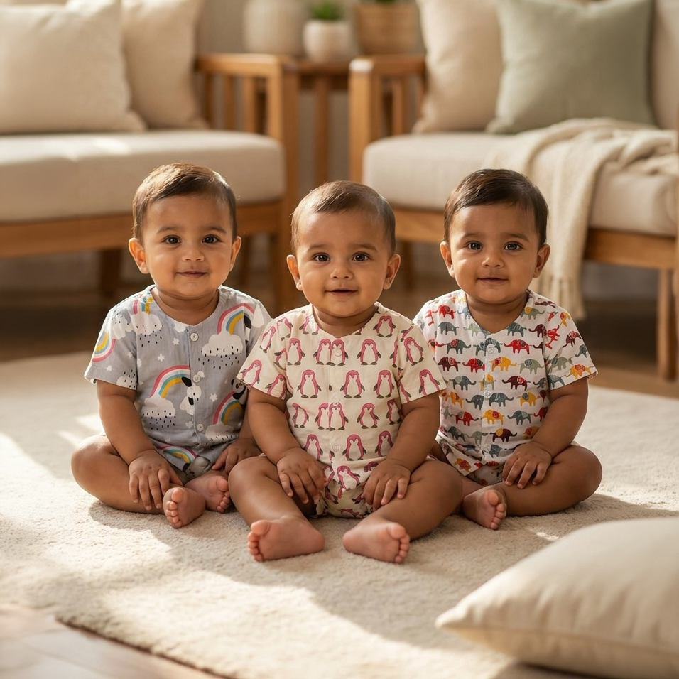 Cotton Front Open Jhabla | Assorted 13 | Pack of 3