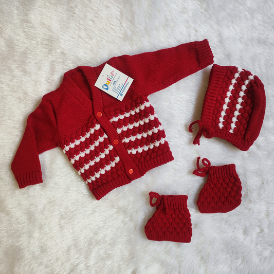 Popup Sweater Set with Cap and Socks - Red