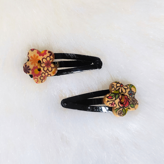 Button Hair Clip - Flower