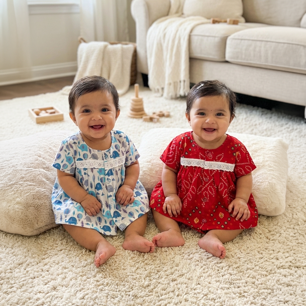 Baby Girl Jhabla | Assorted 5 | Pack of 2