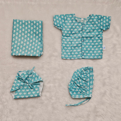 Newborn gift sets | Jaipur Cotton | Sky Bule Elephant
