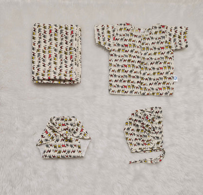 Newborn gift sets | Jaipur Cotton | Red - Grey Camel