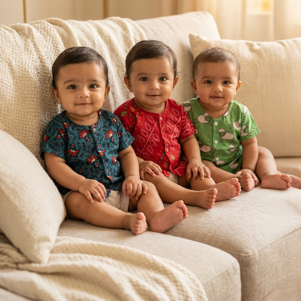 Cotton Front Open Jhabla | Assorted 4 | Pack of 3