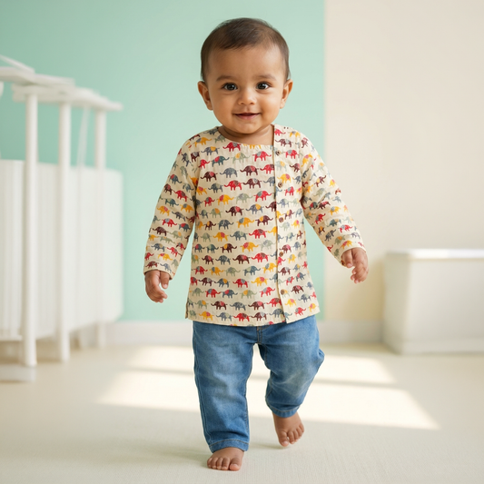 Cotton Short Kurta for Boys | Elephant Cream