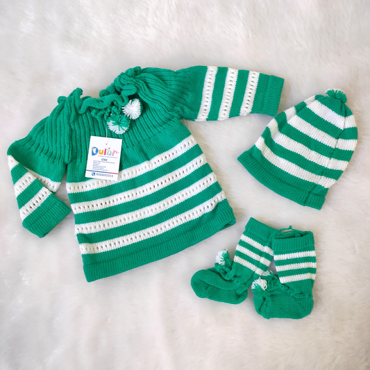 Knot-Type Sweater Set - Green