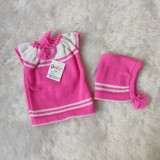 Nadi Jhabla Frock Sweater - Hot Pink