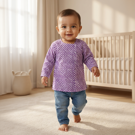 Cotton Short Kurta for Boys | Lehriya Kurta | Purple