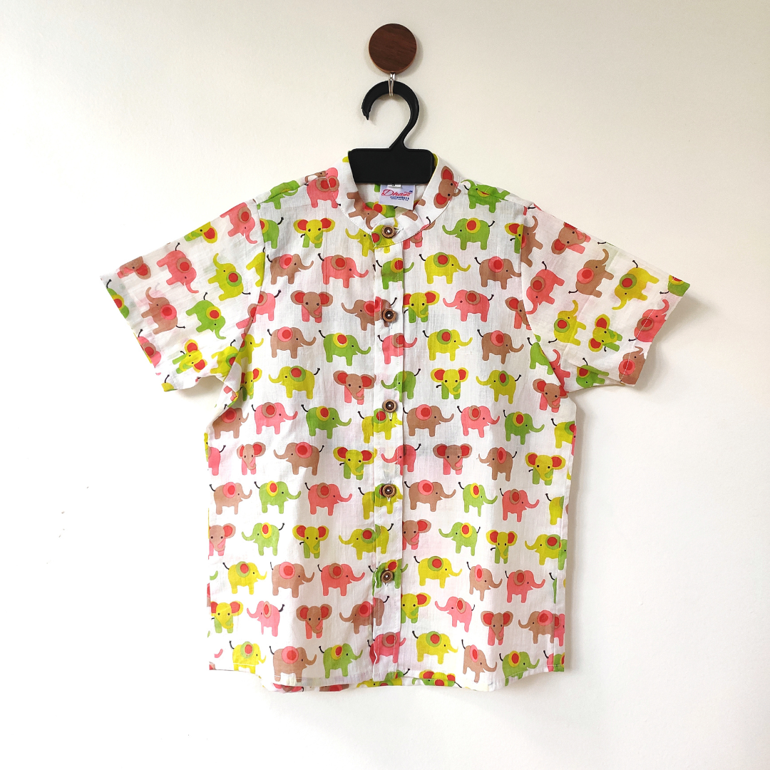 Jaipur Cotton Shirt - Yellow Elephant