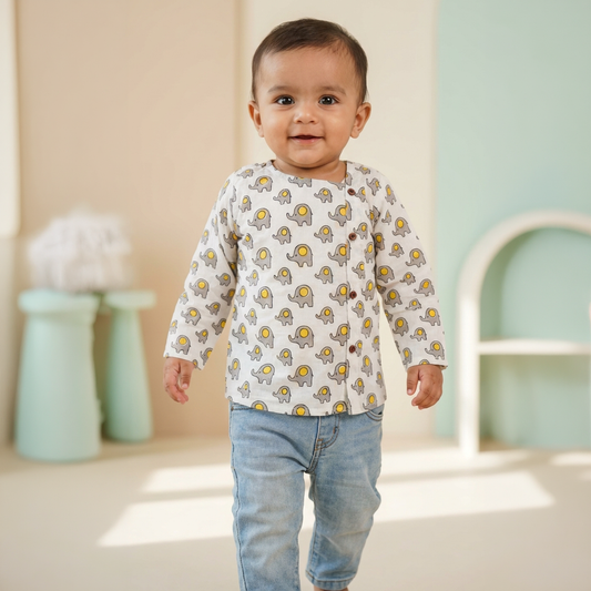 Cotton Short Kurta for Boys | Elephant Grey
