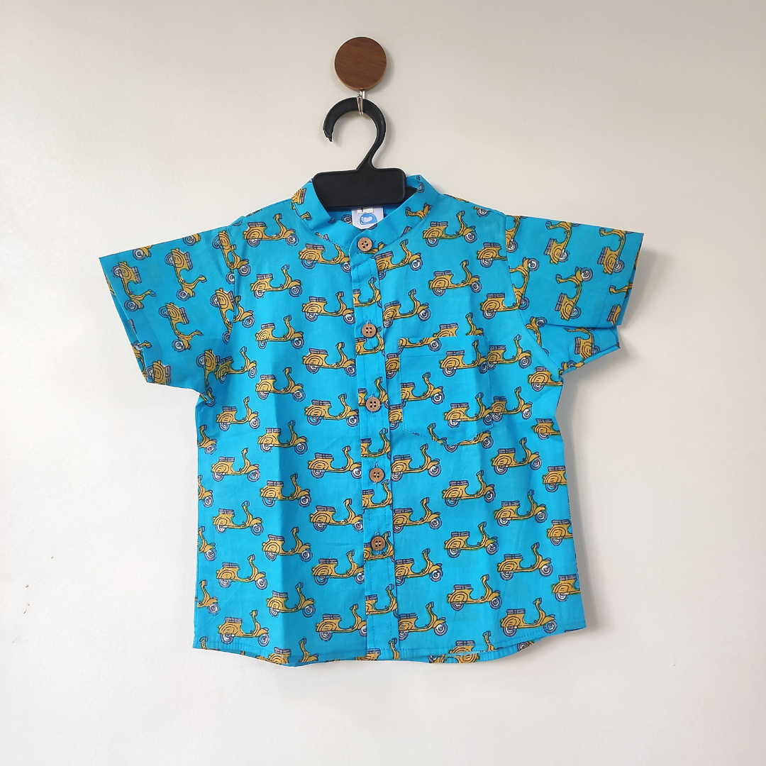 Cotton Shirt - Blue Scooter