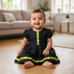 Cotton Baby Girl frock | Black | Green Lace