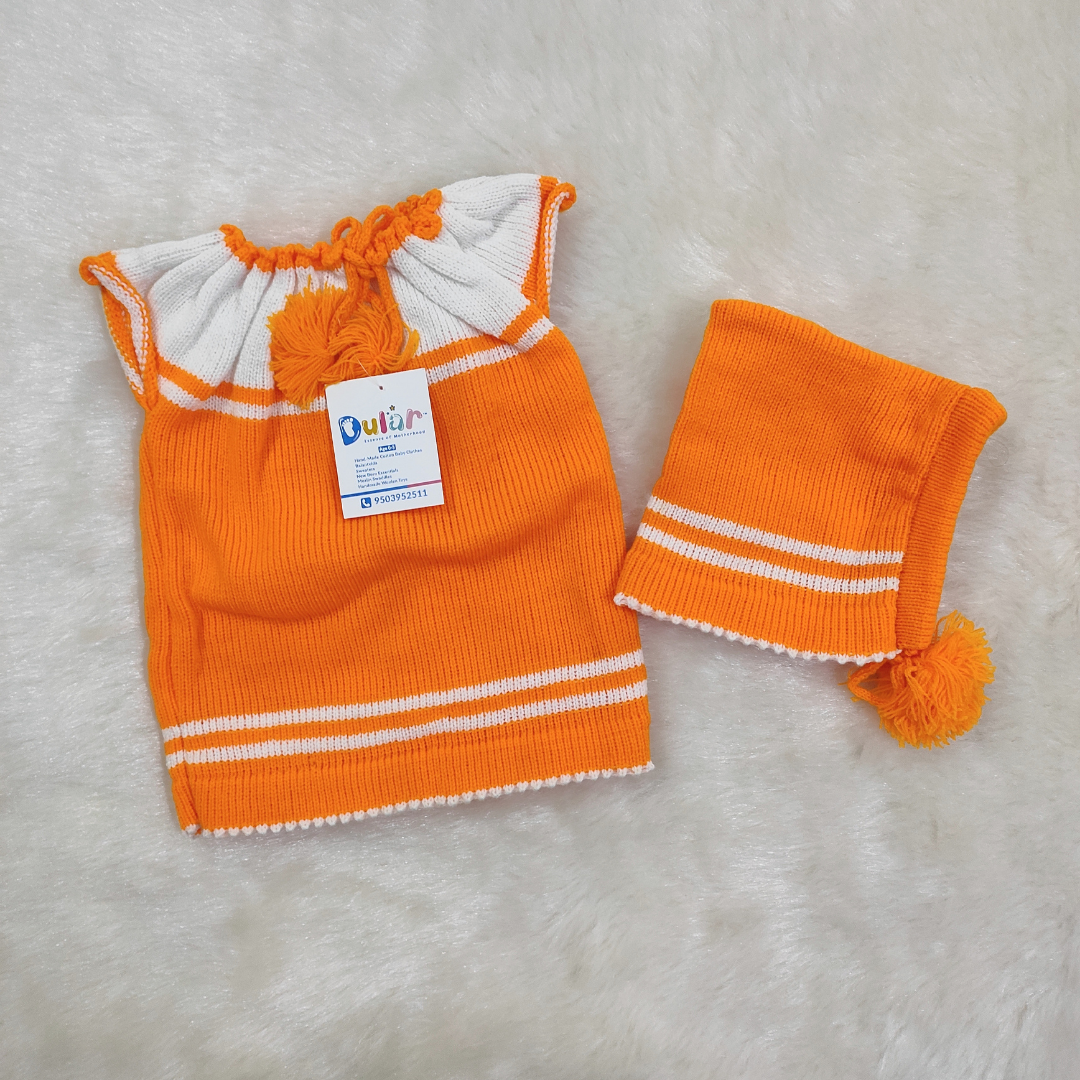 Nadi Jhabla Frock Sweater - Orange