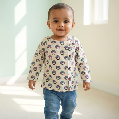 Side Button Short Kurta for kids | Pagadi Orange