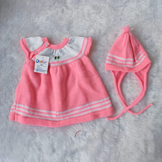 Sleeveless Frock Style Sweater - Pink