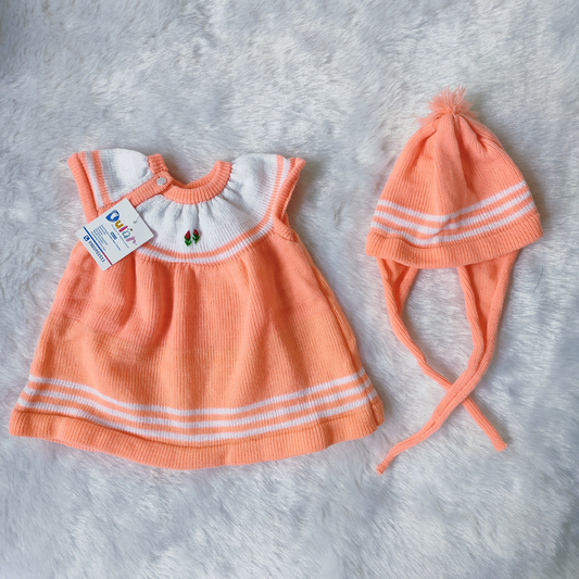 Sleeveless Frock Style Sweater - Peach