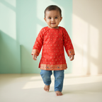 Kurta for Boys | Paithani | Red