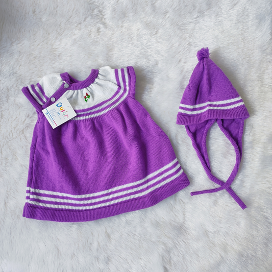 Sleeveless Frock Style Sweater - Purple
