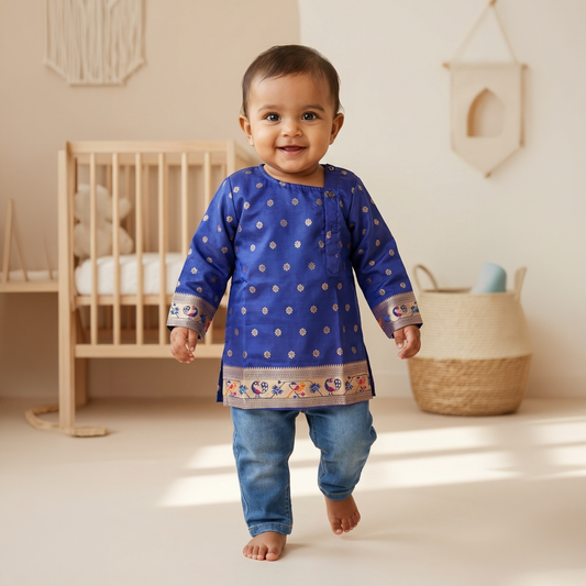 Kurta for Boys | Paithani | Blue