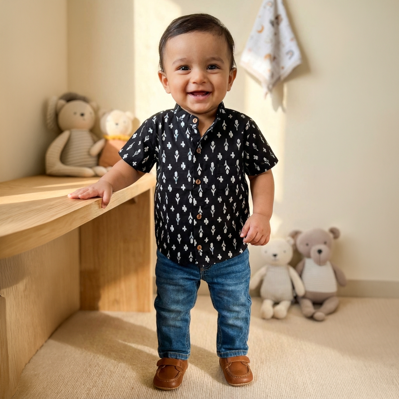 Cotton Shirt I Flower Black