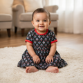 Cotton Floral Printed Baby Girl frock | Black